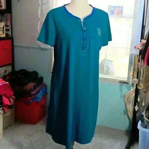"CHAPS "‎ Ladies short sleeve green/blue SZ XL Dress